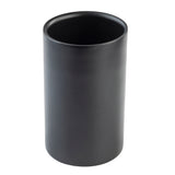 A matte black cylindrical wine cooler with a smooth surface and open top, crafted from stainless steel with a double wall design, positioned upright against a white background. The container has no visible handles, patterns, or markings.