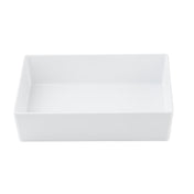 A plain, rectangular white ceramic dish with straight sides and smooth edges is shown against a white background. Similar to a half size bowl by TableCraft Products, the dish is empty and has a glossy finish.