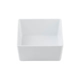 A plain, white, square Simple Solutions Bowl with smooth sides and a glossy finish is shown against a white background. The sixth size bowl is empty, and the angle provides a clear top and side view.