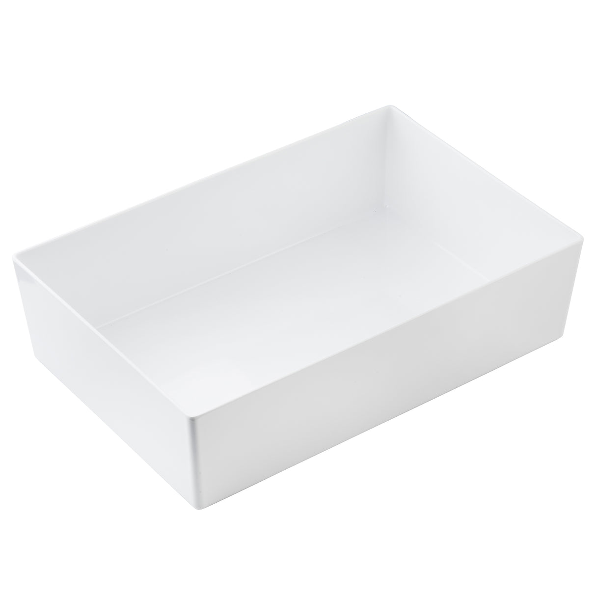 A plain, rectangular, white TableCraft dish with straight sides and sharp corners, viewed from above. The glossy ceramic surface is smooth and empty, making it suitable for baking or serving food.