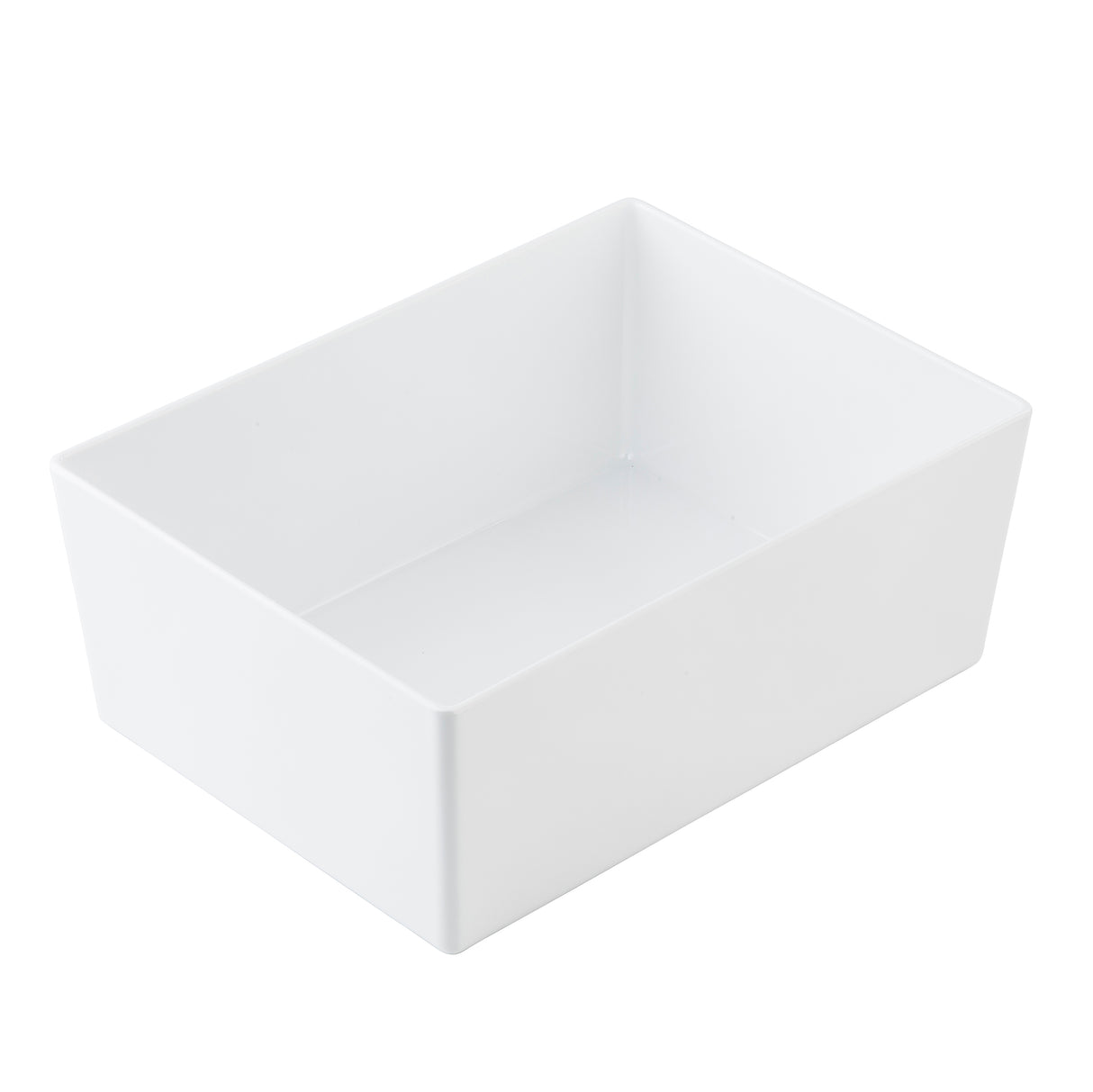 A white, rectangular Simple Solutions Bowl with smooth surfaces and slightly rounded edges, photographed on a plain white background. The dish appears empty and is shown at a slight angle, highlighting its depth and thickness.