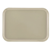 A rectangular beige Camtray with rounded corners and slightly raised edges, viewed from above against a plain white background. This high-impact fiberglass tray features a smooth, flat surface and simple, functional design. Dishwasher safe tray for easy cleaning.