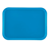 A rectangular, solid blue Camtray with rounded corners and a slightly raised edge, shown from above against a plain white background. This high-impact fiberglass tray has a smooth, unadorned surface and is dishwasher safe.