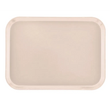 A beige rectangular Camtray with rounded corners and a slightly raised edge, shown from a top-down view against a white background. This high-impact fiberglass tray features a smooth, unadorned surface and is dishwasher safe.