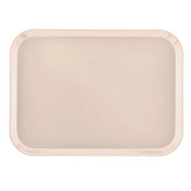 A beige rectangular Camtray with rounded corners and a slightly raised edge, shown from a top-down view against a white background. This high-impact fiberglass tray features a smooth, unadorned surface and is dishwasher safe.
