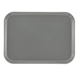 A rectangular, gray Camtray serving tray with rounded corners and raised edges, photographed from above on a white background. This high-impact fiberglass tray features a smooth, matte surface and simple, utilitarian design.