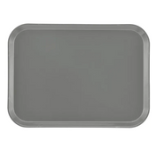 A rectangular, gray Camtray serving tray with rounded corners and raised edges, photographed from above on a white background. This high-impact fiberglass tray features a smooth, matte surface and simple, utilitarian design.