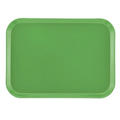 A plain, rectangular green Camtray with rounded corners and slightly raised edges, shown from above against a white background. The high-impact fiberglass tray is empty, has a smooth, glossy surface, and is dishwasher safe.