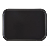 A plain black Camtray rectangular serving tray with rounded corners and a slightly raised edge, shown from a top-down view against a white background. Made from high-impact fiberglass, the smooth surface is both unadorned and dishwasher safe.
