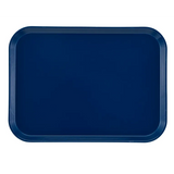 A rectangular dark blue Camtray made of high-impact fiberglass with slightly raised, rounded edges and a smooth surface, viewed from above against a light background. Durable and dishwasher safe.
