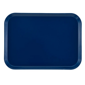 A rectangular dark blue Camtray made of high-impact fiberglass with slightly raised, rounded edges and a smooth surface, viewed from above against a light background. Durable and dishwasher safe.