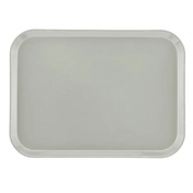 A plain, rectangular, light gray Camtray with slightly raised, rounded edges, viewed from above against a white background. Made from high-impact fiberglass, this tray is durable, dishwasher safe, and features a smooth, untextured surface.
