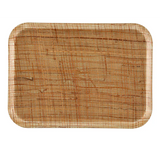 A rectangular Camtray with rounded corners, crafted from high-impact fiberglass. Light brown with crosshatched lines and natural wood grain patterns, it offers an organic, textured look—and is dishwasher safe for easy cleaning.