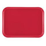 A plain, rectangular red Camtray serving tray with rounded corners and slightly raised edges. Made from high-impact fiberglass, this dishwasher safe tray is photographed from above against a white background and has no patterns or designs.