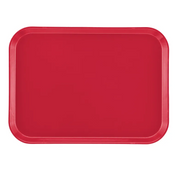 A plain, rectangular red Camtray serving tray with rounded corners and slightly raised edges. Made from high-impact fiberglass, this dishwasher safe tray is photographed from above against a white background and has no patterns or designs.