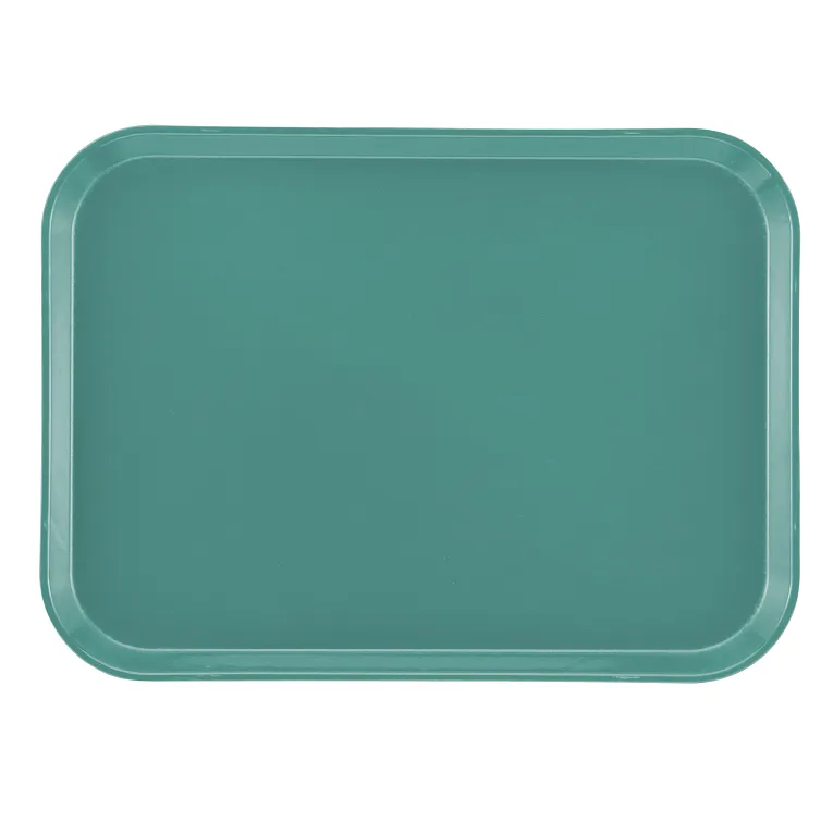 A rectangular teal Camtray with rounded corners and slightly raised edges, placed on a white background. The smooth, unadorned surface highlights this dishwasher safe tray, perfect for everyday use.