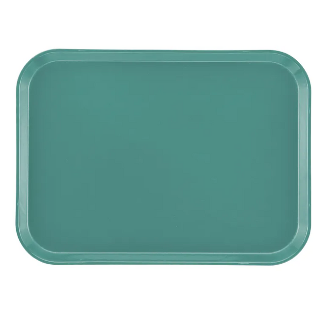 A rectangular teal Camtray with rounded corners and slightly raised edges, placed on a white background. The smooth, unadorned surface highlights this dishwasher safe tray, perfect for everyday use.