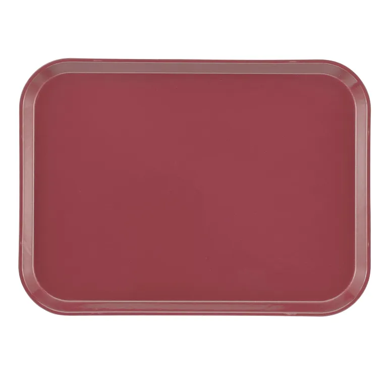 A rectangular, maroon Camtray with rounded corners and a slightly raised edge, made from high-impact fiberglass and shown from above against a plain white background. This durable tray is also dishwasher safe.