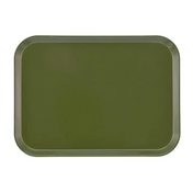 A plain, rectangular, dark olive green Camtray made from high-impact fiberglass with rounded corners and a subtle raised edge, presented on a white background. This tray is durable and dishwasher safe for convenient cleaning.