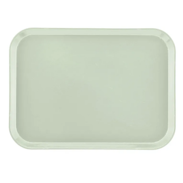 A plain, rectangular, light gray Camtray made from high-impact fiberglass with rounded corners and slightly raised edges, shown from above against a white background. The smooth, unadorned surface is durable and dishwasher safe.