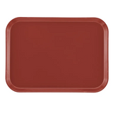 A plain, rectangular, reddish-brown Camtray made from high-impact fiberglass with rounded corners and raised edges, shown on a white background. This glossy serving tray is dishwasher safe and has no visible patterns or decorations.