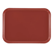 A plain, rectangular, reddish-brown Camtray made from high-impact fiberglass with rounded corners and raised edges, shown on a white background. This glossy serving tray is dishwasher safe and has no visible patterns or decorations.