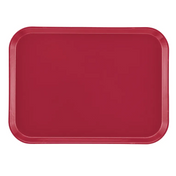 A rectangular, solid red Camtray made from high-impact fiberglass with rounded corners and slightly raised edges, placed on a white background. This dishwasher safe tray is empty and viewed from above.