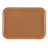 A rectangular, brown Camtray with rounded corners and slightly raised edges is shown against a white background. Made of high-impact fiberglass, the tray appears clean, smooth, unadorned, and is dishwasher safe.