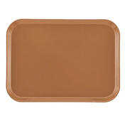 A rectangular, brown Camtray with rounded corners and slightly raised edges is shown against a white background. Made of high-impact fiberglass, the tray appears clean, smooth, unadorned, and is dishwasher safe.
