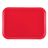 A rectangular red Camtray with rounded corners and a shallow raised edge, shown against a white background. Made from high-impact fiberglass, this plain, smooth tray is durable and dishwasher safe with no visible patterns or designs.