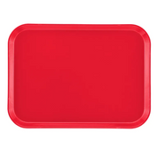 A rectangular red Camtray with rounded corners and a shallow raised edge, shown against a white background. Made from high-impact fiberglass, this plain, smooth tray is durable and dishwasher safe with no visible patterns or designs.