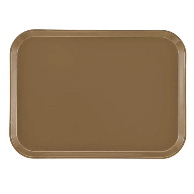 A rectangular, brown Camtray made from high-impact fiberglass, featuring slightly raised, rounded edges. The smooth, unadorned dishwasher safe tray is photographed from above against a plain white background.