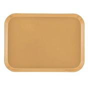 A rectangular, tan-brown Camtray made of high-impact fiberglass with rounded corners and slightly raised edges, shown from above on a plain white background. The smooth, matte dishwasher safe tray has no visible patterns or textures.