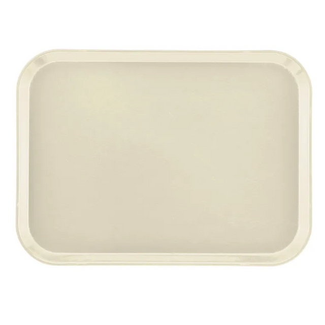 A rectangular, cream-colored Camtray made from high-impact fiberglass with slightly raised, rounded edges. The smooth, plain surface is empty and the dishwasher safe tray is photographed from above against a white background.