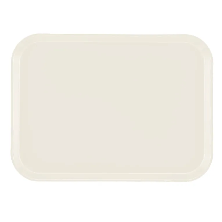 A plain, rectangular, cream-colored Camtray with rounded corners and a smooth surface, viewed from above against a white background. This dishwasher safe tray is both practical and durable.