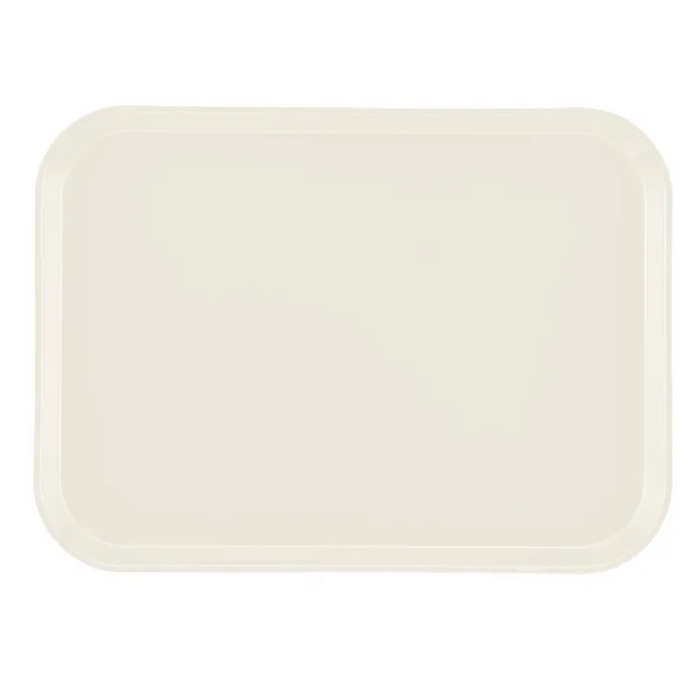 A plain, rectangular, cream-colored Camtray with rounded corners and a smooth surface, viewed from above against a white background. This dishwasher safe tray is both practical and durable.