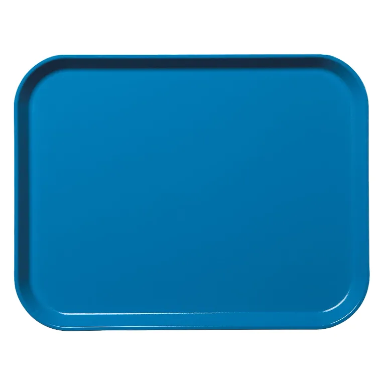 A rectangular, solid blue Camlite Tray with rounded corners and a slightly raised edge, shown from above on a white background. This NSF fiberglass tray features a smooth, glossy surface with no visible designs or markings.