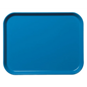 A rectangular, solid blue Camlite Tray with rounded corners and a slightly raised edge, shown from above on a white background. This NSF fiberglass tray features a smooth, glossy surface with no visible designs or markings.
