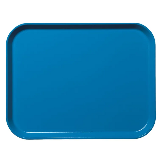 A rectangular, solid blue Camlite Tray with rounded corners and a slightly raised edge, shown from above on a white background. This NSF fiberglass tray features a smooth, glossy surface with no visible designs or markings.