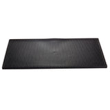 A rectangular black rubber service mat with raised, evenly spaced bumps and a narrow border, photographed on a white background. This mat is dishwasher safe for easy cleaning.