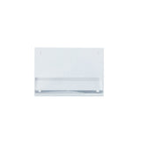 A clear TableCraft acrylic sign holder, wall-mounted with two screw holes at the top. Its flat back and front lip easily support brochures or flyers. The simple, transparent design ensures no visible contents inside.