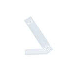 A translucent, L-shaped Acrylic Sign Holder with two metal hinges connecting its flat rectangular segments, set against a plain white background. The adjustable design features visible screws and inset magnets at the hinge points.
