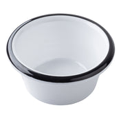 A small, white, round Canteen Collection Ramekin with a slightly flared rim and a thick black border around the edge, photographed on a white background. The bowl is empty and has a smooth, glossy finish.