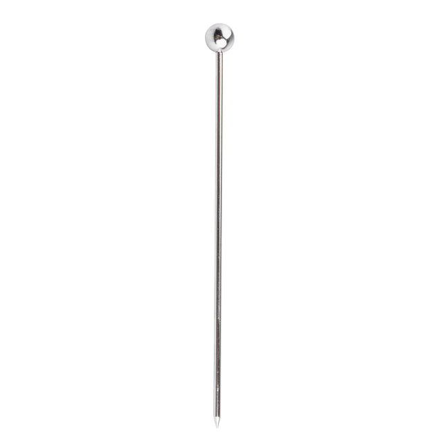 A single TableCraft stainless steel pin with a round, shiny silver head and a sharp pointed tip. Photographed vertically against a plain white background, it resembles the elegant simplicity of cocktail picks.