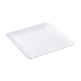 A simple, empty, white Sierra Collection square serving platter with slightly upturned edges is shown against a plain white background. The platter appears to be made of smooth ceramic or porcelain.