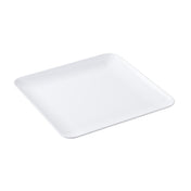 A simple, empty, white Sierra Collection square serving platter with slightly upturned edges is shown against a plain white background. The platter appears to be made of smooth ceramic or porcelain.