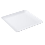 A plain, square serving platter from the Sierra Collection, this white ceramic plate features slightly raised, rounded edges and a smooth, glossy surface, offering a minimalist design against a white background.