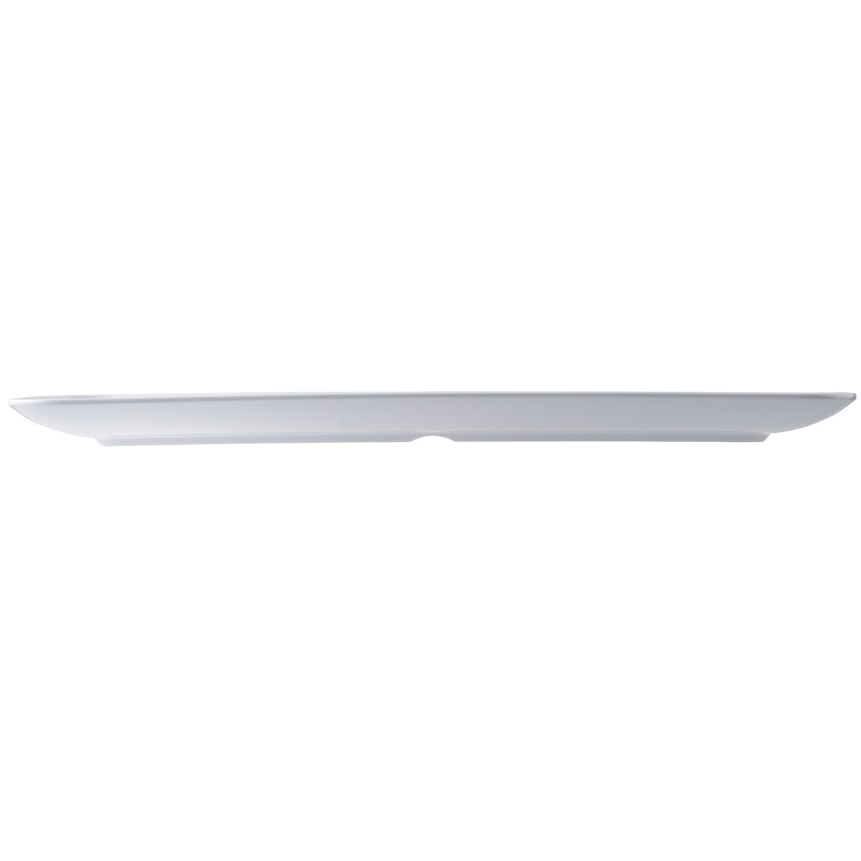 A long, narrow, white rectangular platter from the Sierra Collection Serving Platter line is shown in profile against a white background. It features a gently upward curved edge and a smooth, minimalist design.