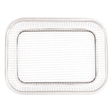 A TableCraft Grande Basket, this rectangular stainless steel wire mesh basket features rounded corners and a sturdy frame. Shown from above against a white background, its evenly spaced mesh grid keeps the basket looking empty and clean.