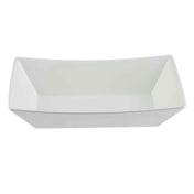 A plain, white, rectangular melamine bowl with slightly flared sides and a smooth surface, photographed on a white background from a slightly elevated angle. The bowl is empty and minimalist in design, ideal as a fry tray in the Better Burger Collection.